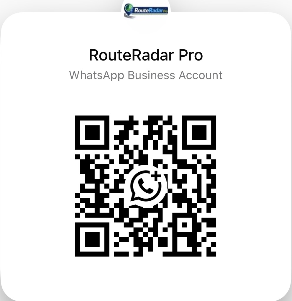 WhatsApp Business QR code for RouteRadar Pro